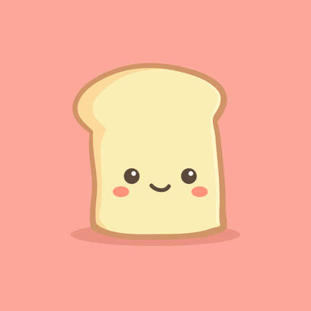 Cute Slice Loaf Bread Breakfast Food Vector Illustration Cartoon