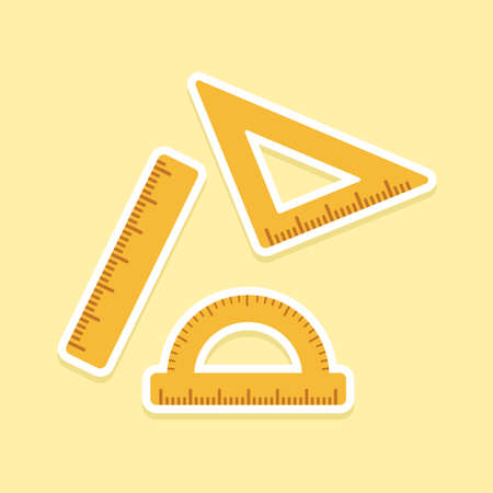 Ruler School Supplies Vector illustration. Triangle protractor straight Ruler.のイラスト素材