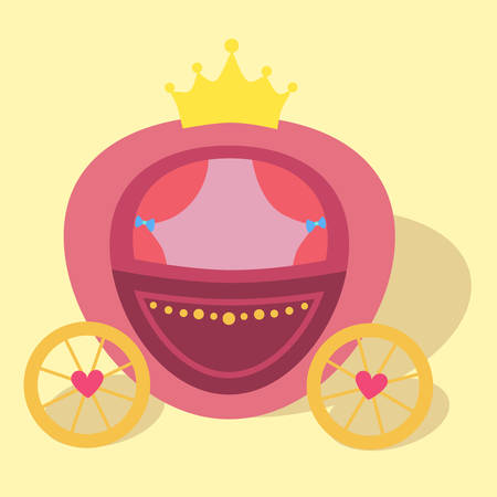 Princess Pink Horse Drawn Carriage with cute ornament on cream background vector illustrationのイラスト素材