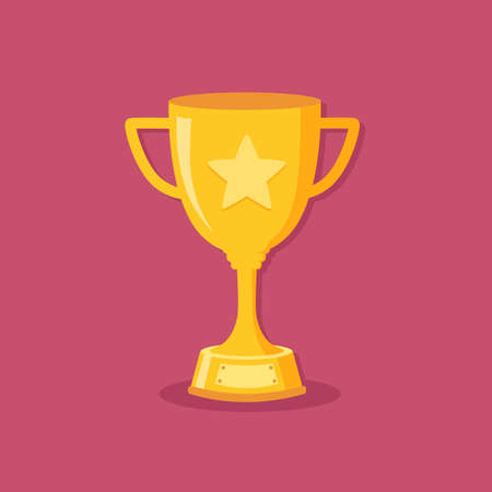 Golden Trophy Cup Flat Design Vectorのイラスト素材
