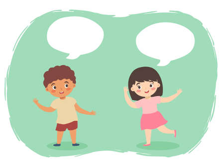 Boy Girl Talking vector cartoonのイラスト素材
