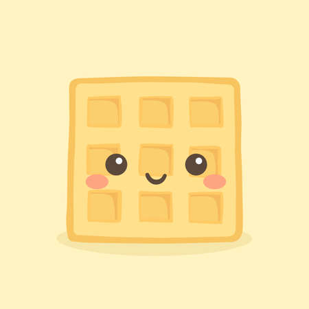 Cute Viennese Waffle Dessert Food Vector Cartoonのイラスト素材
