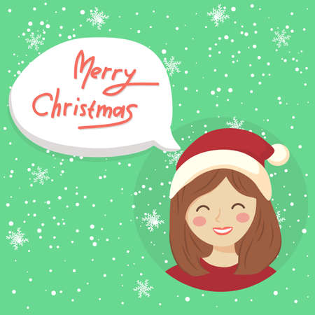 Christmas Girl Bubble Speechのイラスト素材