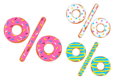 Sweet donut font vector. Percent signのイラスト素材