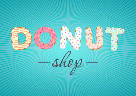 Vector logo for donut shop and bakery. Can find its application as a logo or icon for sweet bar, confectionery, room, boutique, store.のイラスト素材