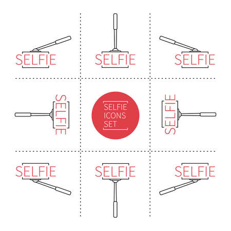 Selfie line icons set Vector illustration.のイラスト素材