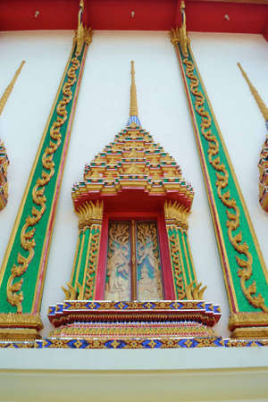 Chumphon, Thailand temple architecture window.の写真素材