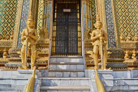 Architecture of Wat Phra Kaew, it is a beautifully built gate.の写真素材