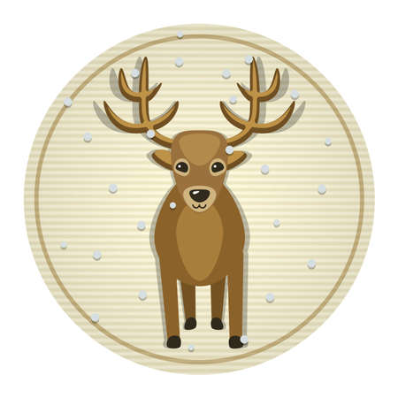 Christmas background with deer, vector illustration のイラスト素材