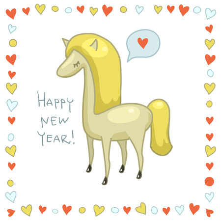 Horse on christmas card  Vector Illustration のイラスト素材