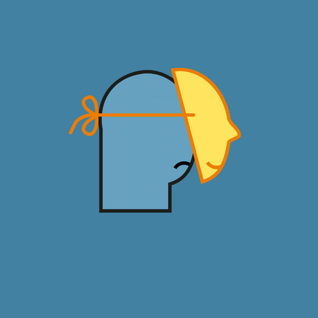 Sad man in a smiling maskのイラスト素材