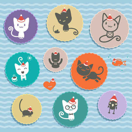 Set of colorful animal iconsのイラスト素材
