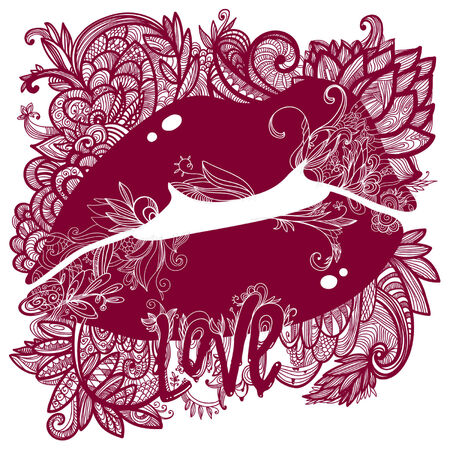 Stylish floral background, hand drawn modern flowersのイラスト素材