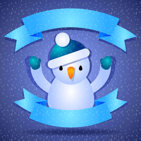 Christmas background with snowman, vector illustration.のイラスト素材