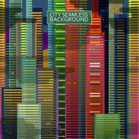 Big night city seamless vector background. Concept of lifestyleのイラスト素材