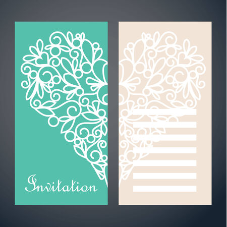 Swirly paper heart on white. Invitation cardのイラスト素材