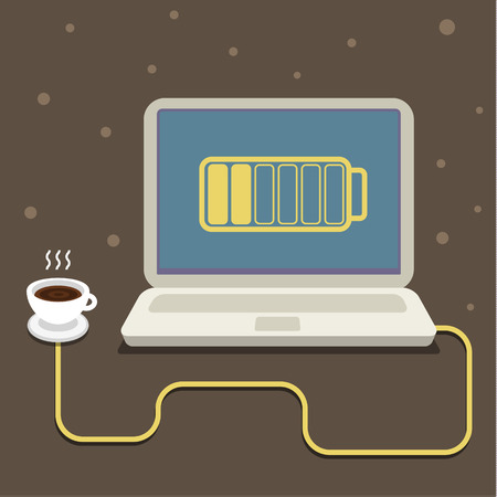Coffee power. Concept of cheerfulness, recharge your batteries and beginning of the day. Flat style trendy modern design vector illustrationのイラスト素材