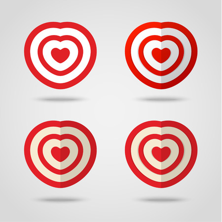Red heart target icon. Love aim concept. Vector illustrationのイラスト素材