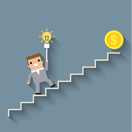 The concept of career ladder, wealth through the mind. Vector illustrationのイラスト素材