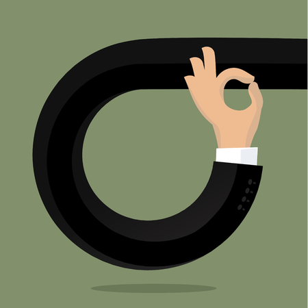 Flat design business concept with stylized hands sign Ok. Vector illustrationのイラスト素材