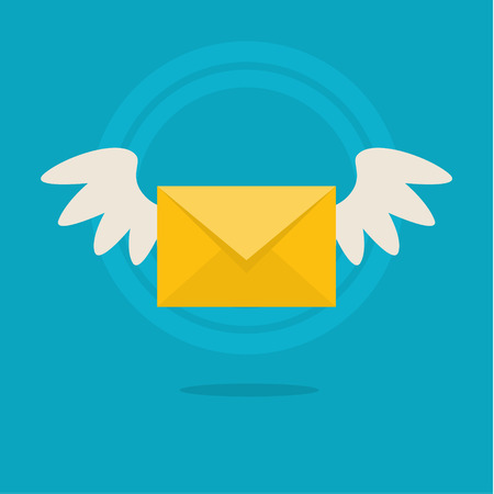 Vector flat colorful icon with fly letter or Short Message Service SMS. Messaging conceptのイラスト素材