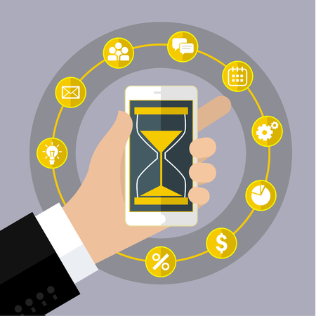 Flat design vector business illustration. Concept of effective time management.のイラスト素材