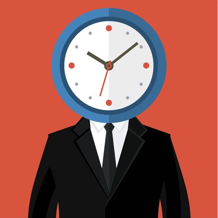 Portrait of a businessman holding a watch. Concept of time managementのイラスト素材