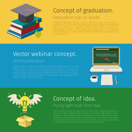 Set of online education concept. Flat design, vector illustration.のイラスト素材
