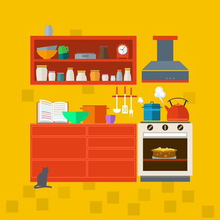 Cooking tools and kitchenware equipment symbol collection. Colorful template for cooking, restaurant menu and food design.のイラスト素材