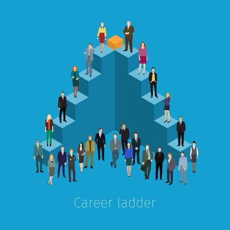 Career ladder with people. Conceptual vector illustration. Flat design.のイラスト素材