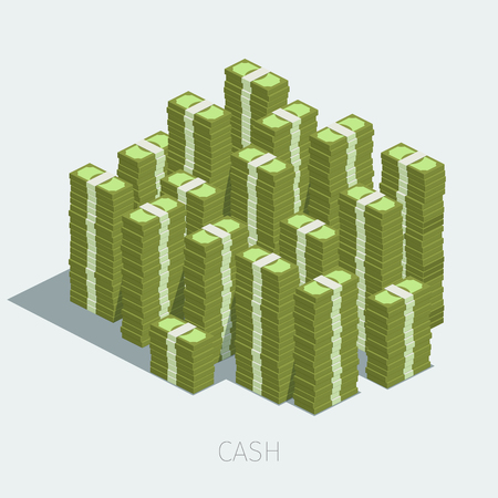 Concept of big money. Big pile of cash. Hundreds of dollars.のイラスト素材