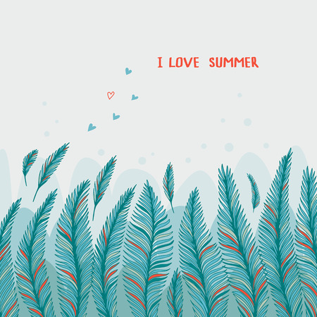 Hand drawn palm leaves on white background. Fashion tropical vector illustration.のイラスト素材