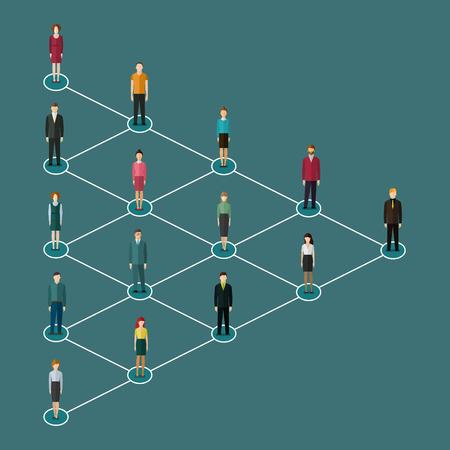 Concept of network marketing. Vector illustration of a leader and a team. Flat design.のイラスト素材