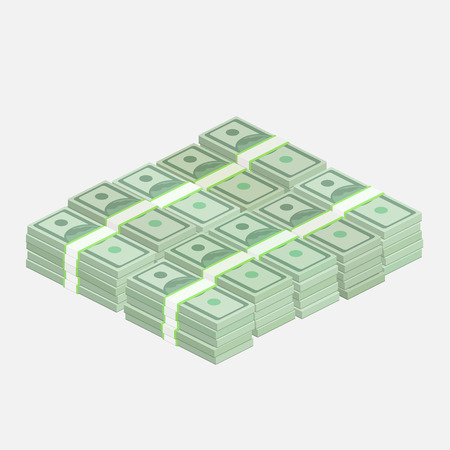 Stacks of one hundred dollar bills.のイラスト素材