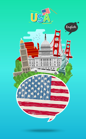 Concept of travel or studying English.のイラスト素材