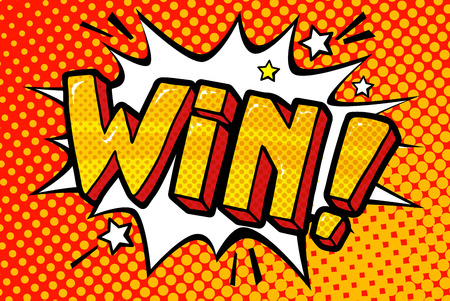 Win Message word bubble in retro pop art style. Vector illustration.のイラスト素材