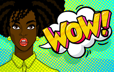 African american woman face in pop art style.のイラスト素材