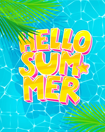 Hello Summer typography with colored background.のイラスト素材