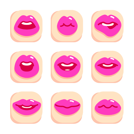 Set of flat icons with lips.のイラスト素材