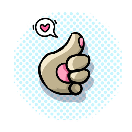 Cat paw shows like sign. Comics style Vector illustration.のイラスト素材