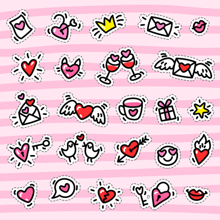 Love vector background with hand drawn hearts.のイラスト素材