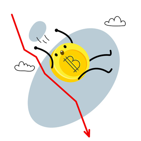 Cartoon bitcoin character isolated on plain backgroundのイラスト素材