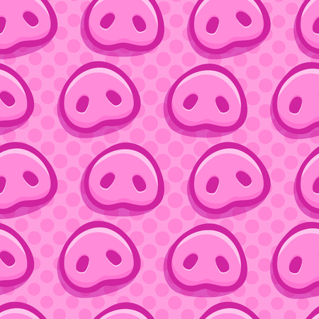 Pig is a symbol of 2019 new year. Seamless pattern with cute pigs noses. Flat design, vector illustration.のイラスト素材