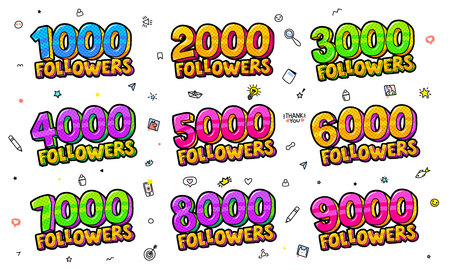 Followers set illustration in pop art style.のイラスト素材