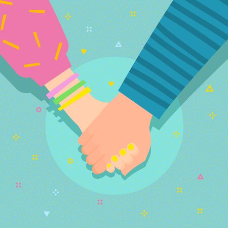 Concept of love. Man and woman holding hands. Flat design, vector illustrationのイラスト素材