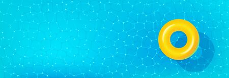 Yellow lifebuoy on marine background top view. Vector illustration.のイラスト素材