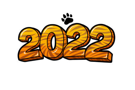 New Year party card. Numbers 2022. Flat design
