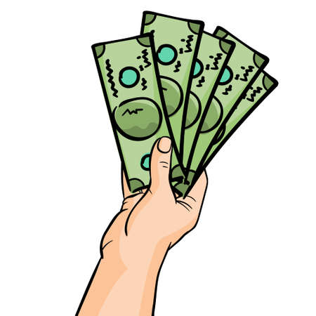 Human hand holding dollar money pose signal human fingersのイラスト素材