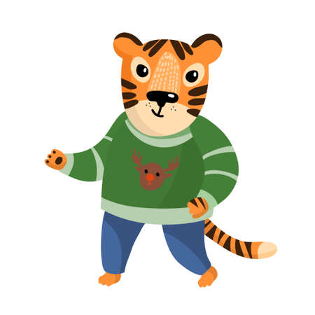 Cute tiger cartoon. Tiger is symbol of 2022 New yearのイラスト素材