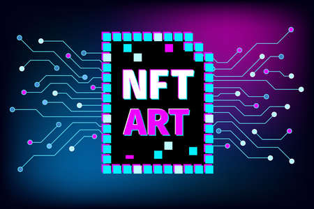 NFT ART nonfungible token concept. Pay for unique collectibles in games or art.のイラスト素材